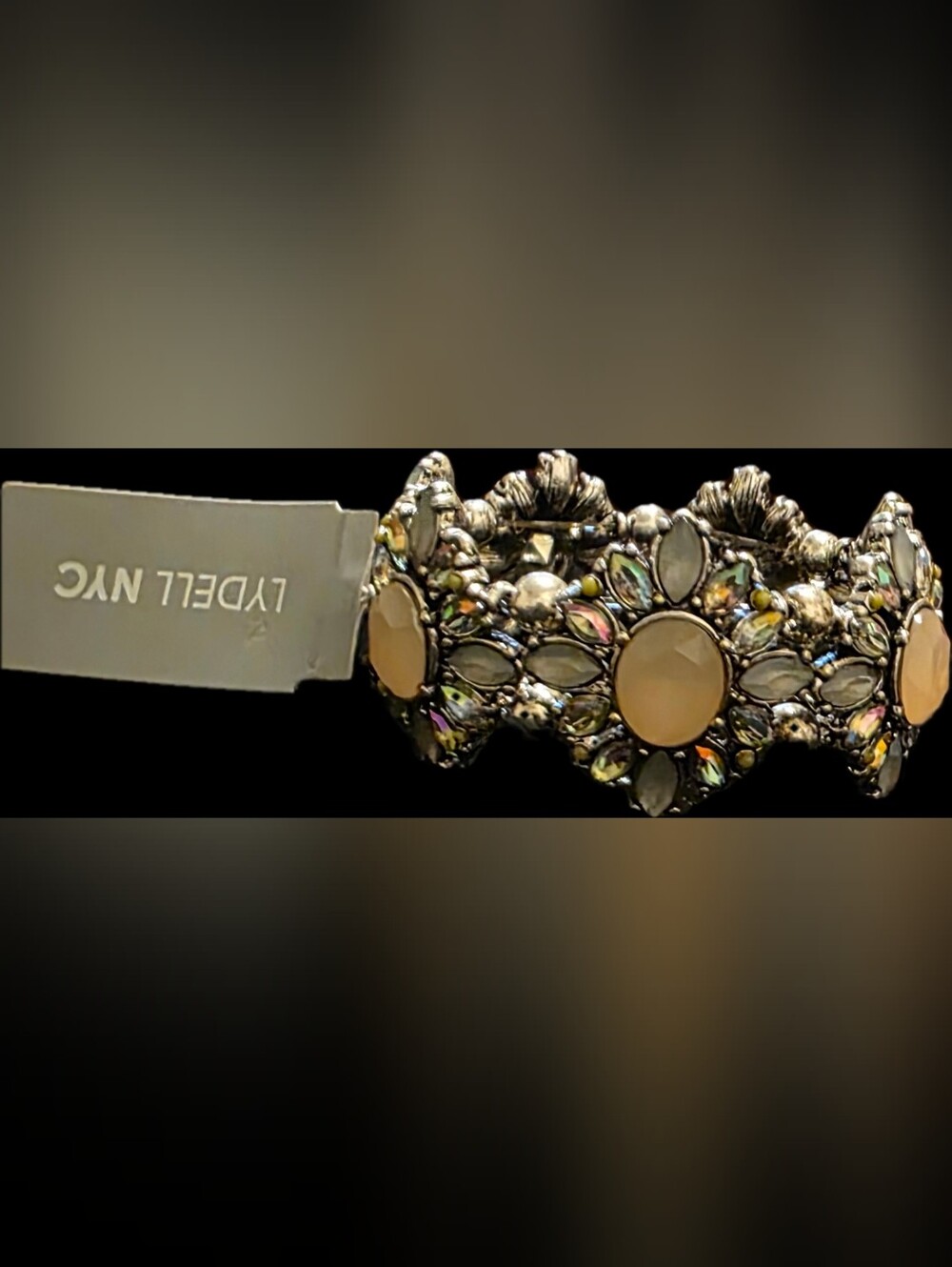 Lydell NYC Peach Stone Floral Accent Stretch Watch Bracelet